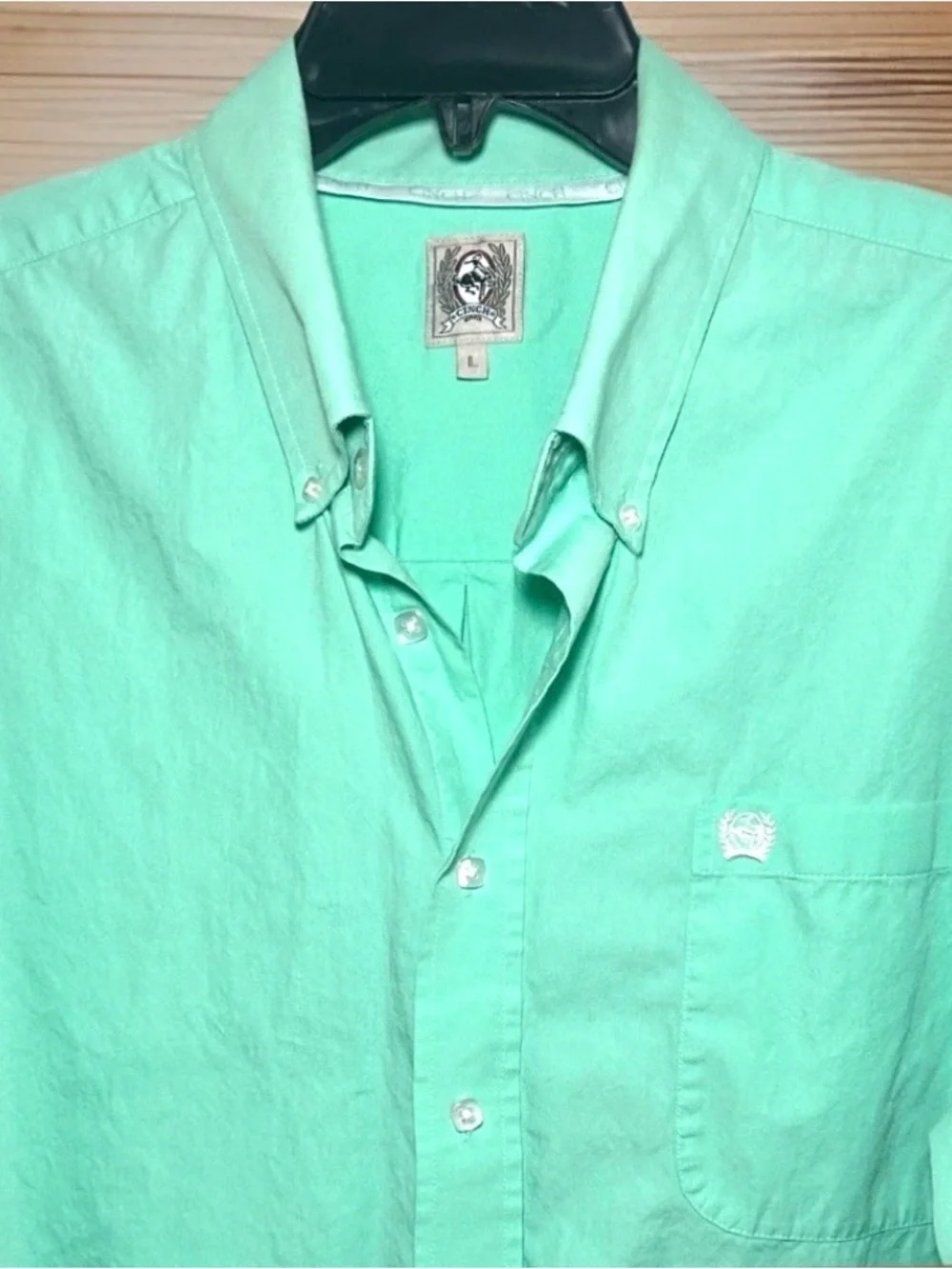 Cinch Men's Western Solid Mint Green Button-Down Shirt L/XL - Picture 3 of 9